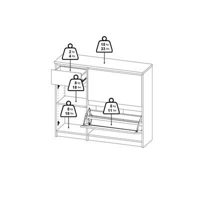 Budapest White Wooden Shoe Cabinet 3 Doors 1 Drawer