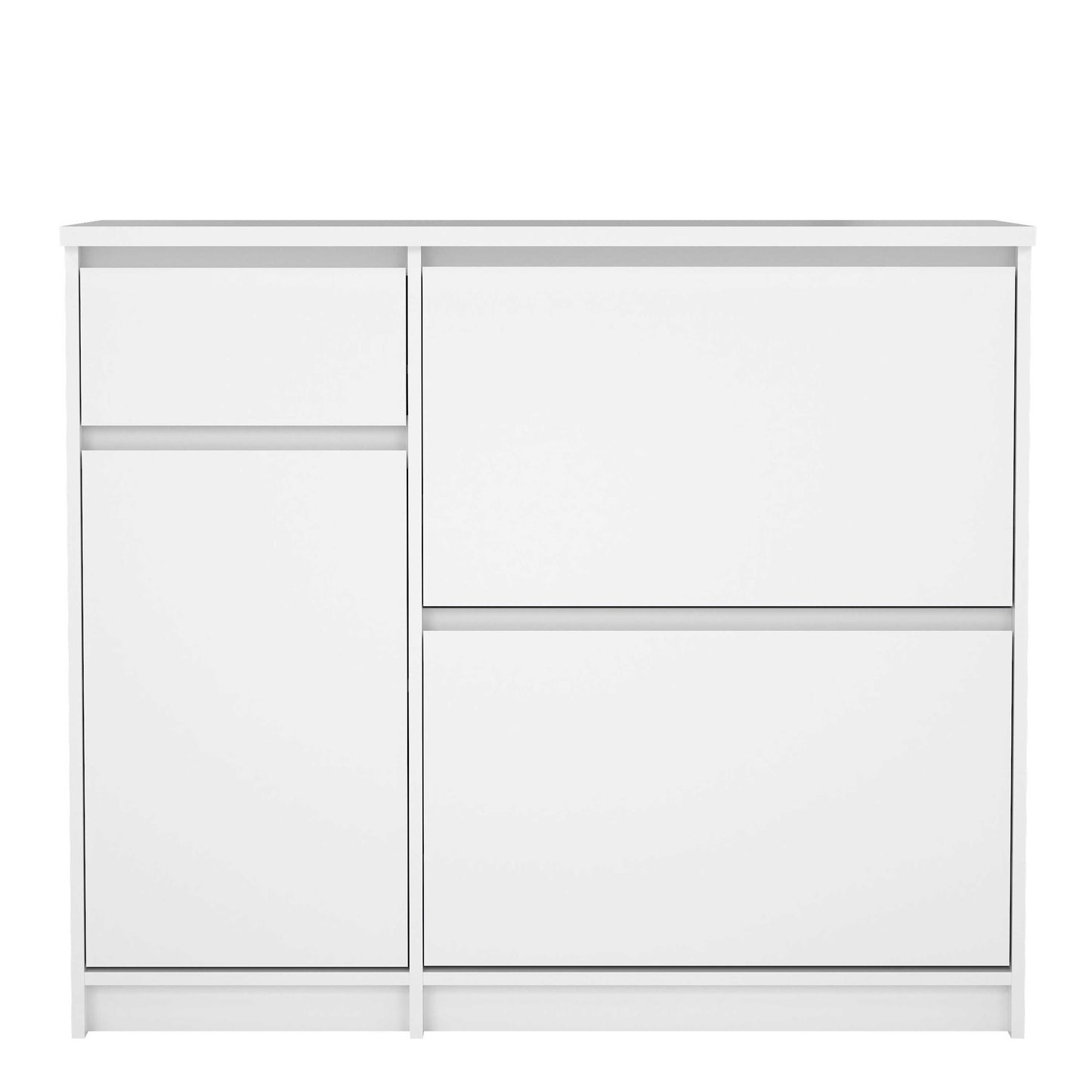 Budapest White Wooden Shoe Cabinet 3 Doors 1 Drawer