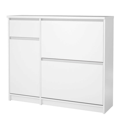 Budapest White Wooden Shoe Cabinet 3 Doors 1 Drawer
