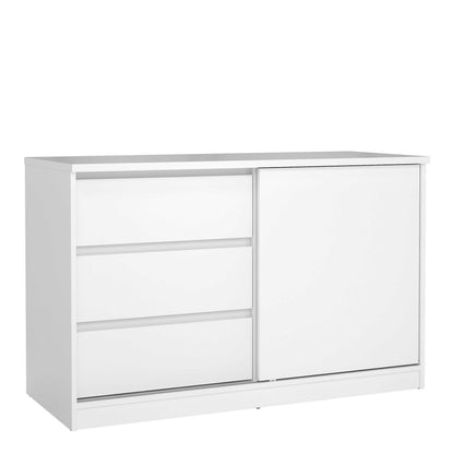 Budapest White Wooden Storage Unit 1 Door 3 Drawers
