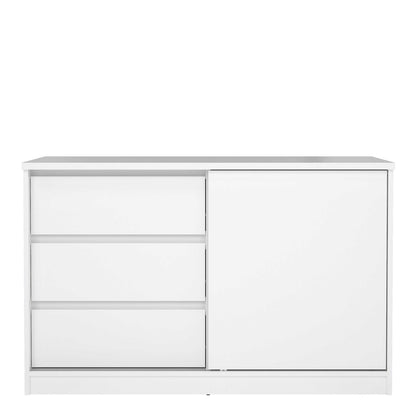 Budapest White Wooden Storage Unit 1 Door 3 Drawers