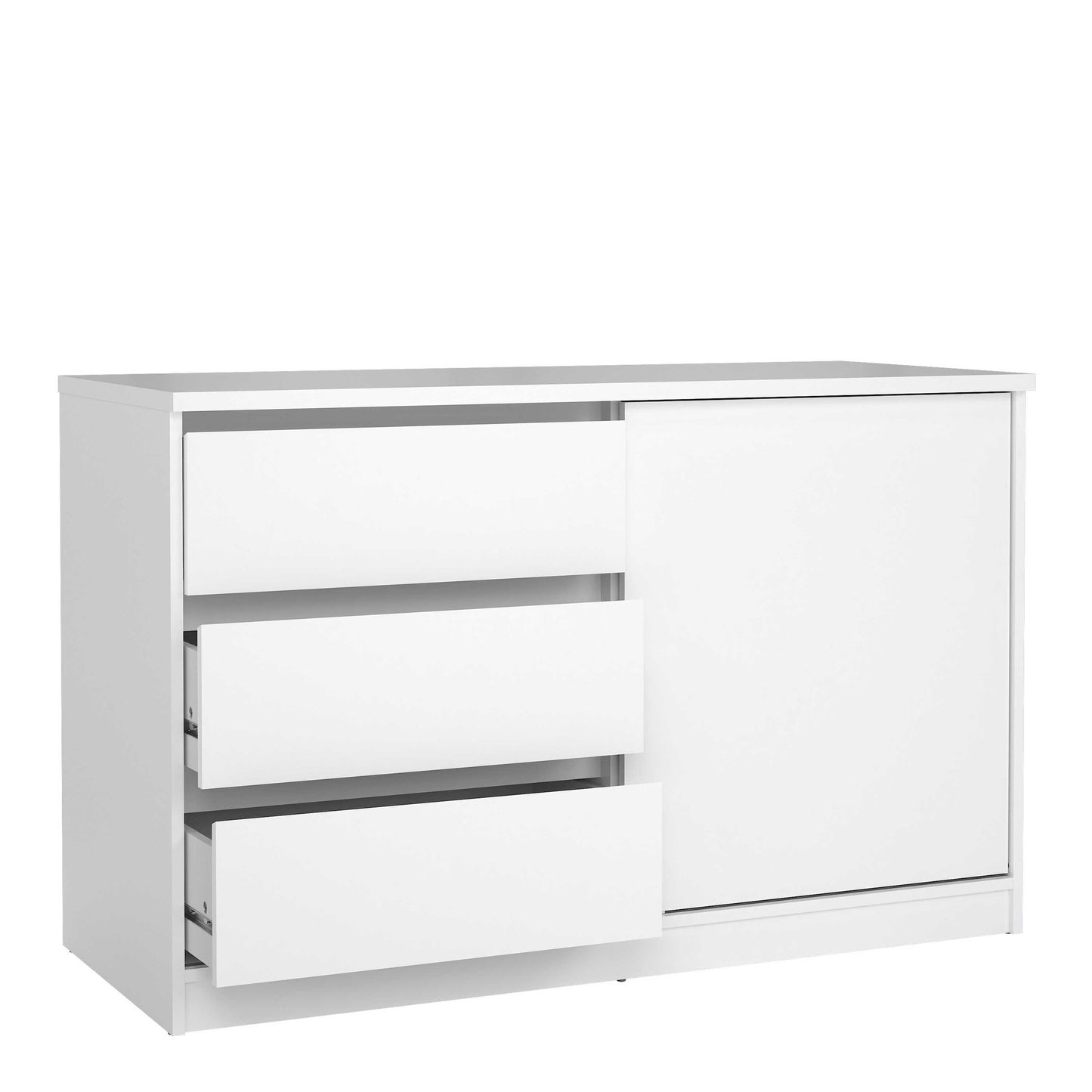 Budapest White Wooden Storage Unit 1 Door 3 Drawers