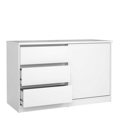 Budapest White Wooden Storage Unit 1 Door 3 Drawers