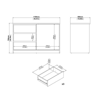 Budapest White Wooden Storage Unit 1 Door 3 Drawers