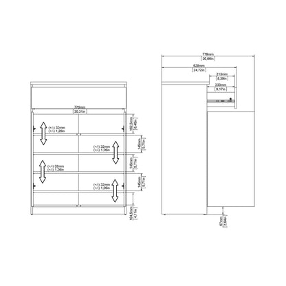 Budapest Natural Oak Effect Wood and Black Shoe Cabinet 2 Doors 1 Drawer