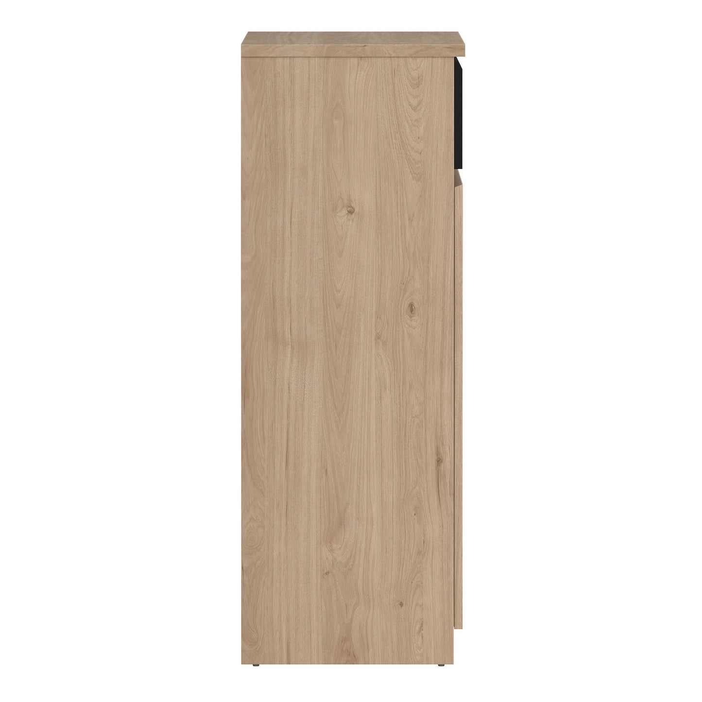 Budapest Natural Oak Effect Wood and Black Shoe Cabinet 2 Doors 1 Drawer