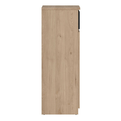 Budapest Natural Oak Effect Wood and Black Shoe Cabinet 2 Doors 1 Drawer