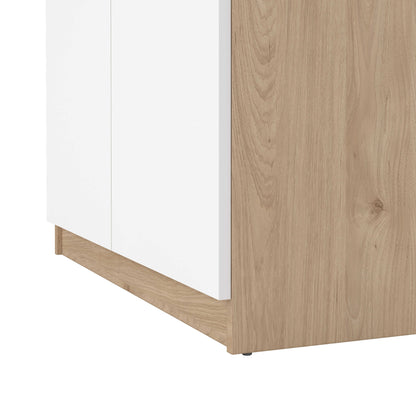 Budapest White and Natural Oak Effect Wood Shoe Cabinet 4 Doors 1 Drawers