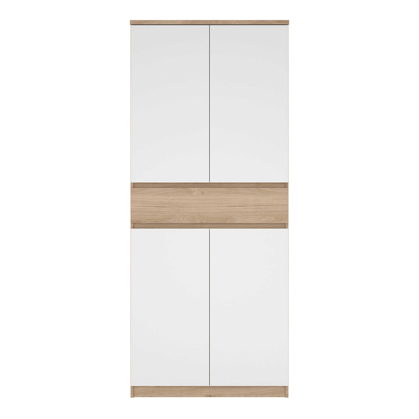 Budapest White and Natural Oak Effect Wood Shoe Cabinet 4 Doors 1 Drawers