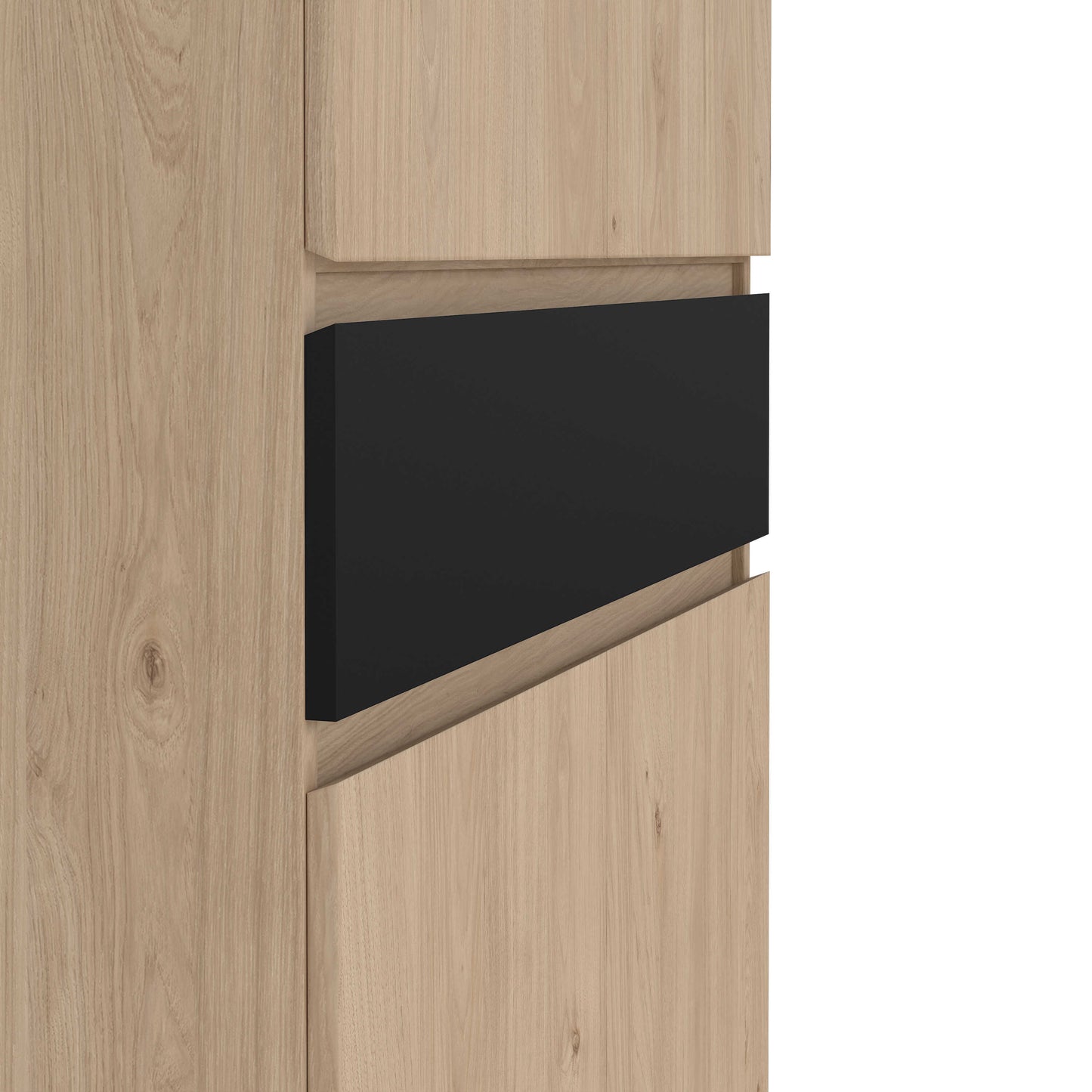 Budapest Black and Natural Oak Effect Wood Shoe Cabinet 4 Doors 1 Drawer