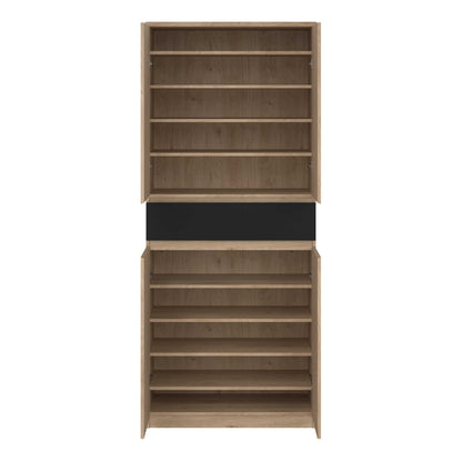 Budapest Black and Natural Oak Effect Wood Shoe Cabinet 4 Doors 1 Drawer