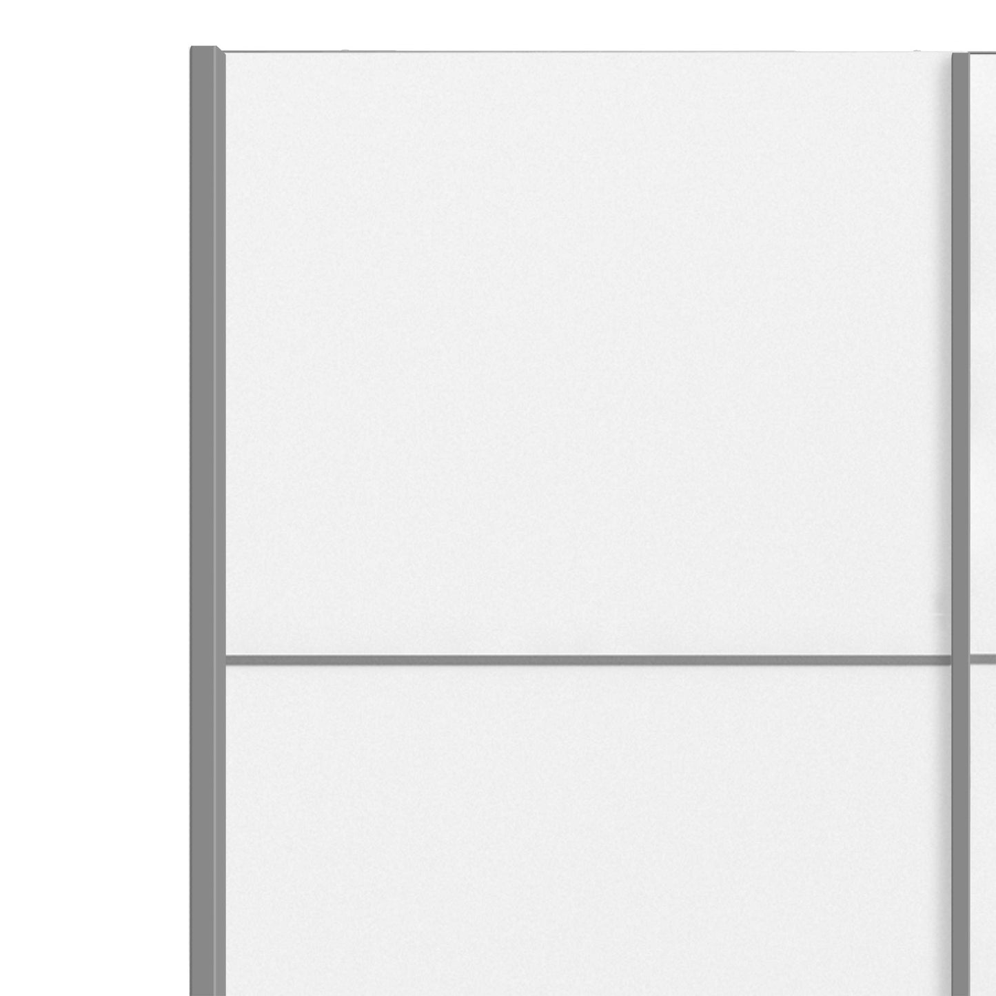 Bordeaux White Sliding Door Wardrobe 2 Door with 5 Shelves and Hanging Rail