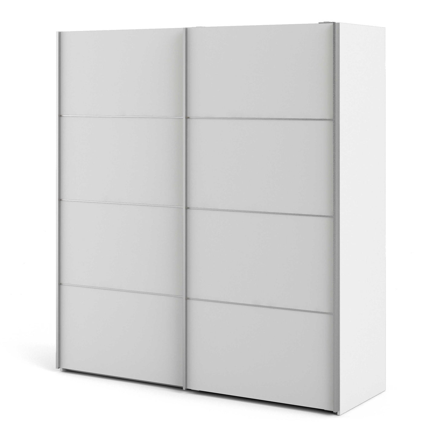 Bordeaux Wide White Double Sliding Door Wardrobe 5 Shelves 180cm