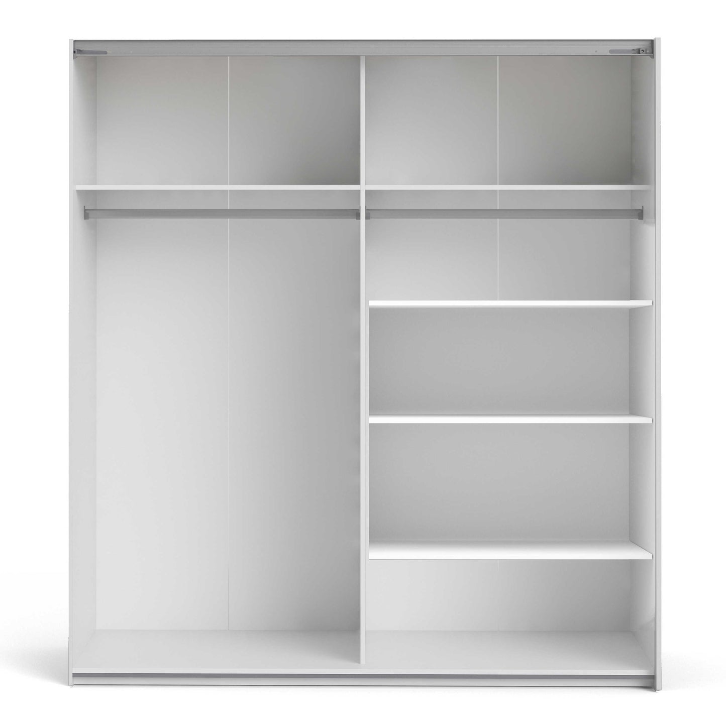 Bordeaux Wide White Double Sliding Door Wardrobe 5 Shelves 180cm