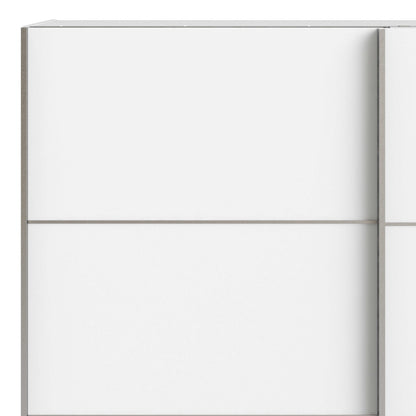 Bordeaux Wide White Double Sliding Door Wardrobe 5 Shelves 180cm