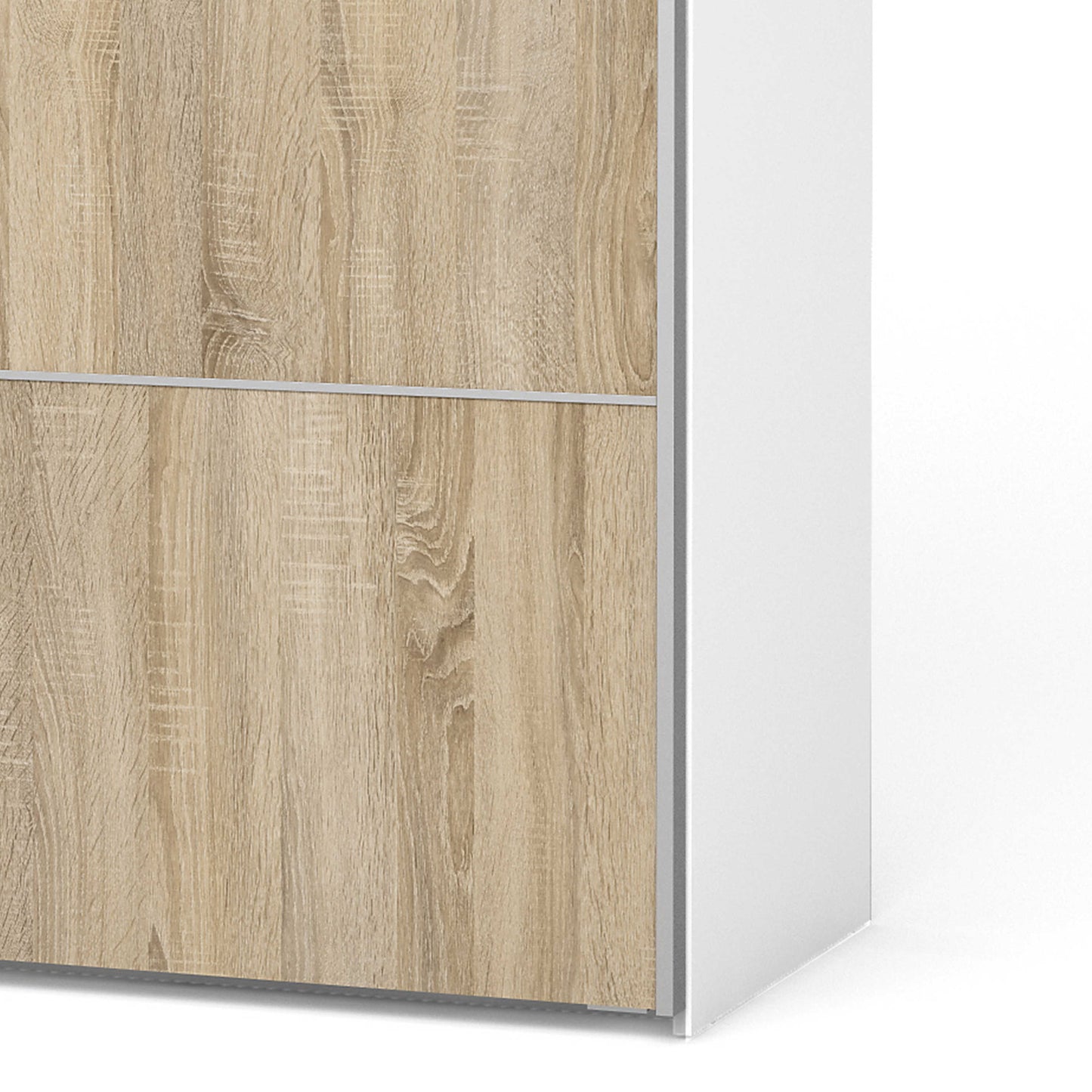 Bordeaux Wide Natural Oak Double Sliding Door Wardrobe 180cm 5 Shelves