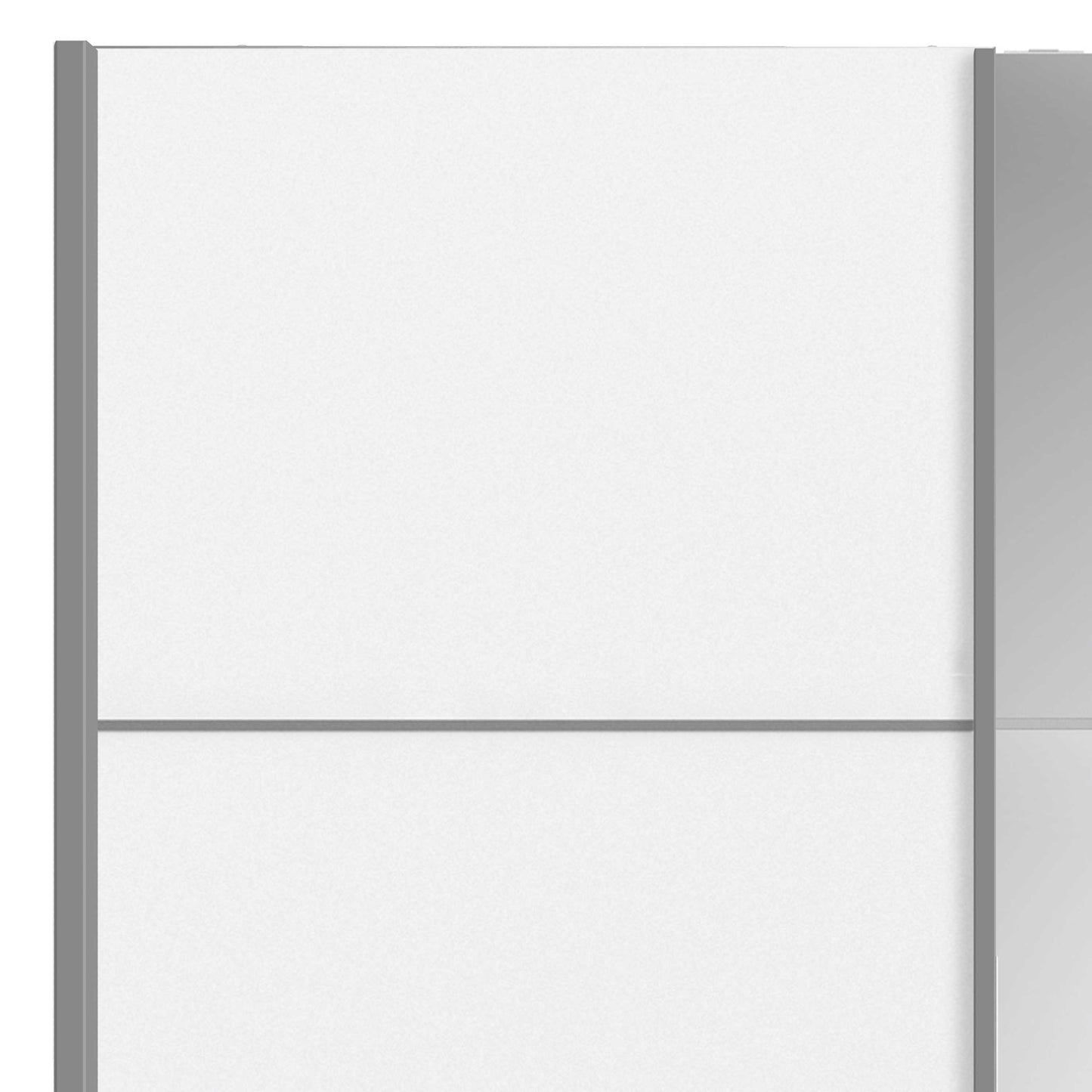Bordeaux Wide White and Mirror Double Sliding Door Wardrobe 5 Shelves 180cm