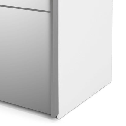 Bordeaux Wide White and Mirror Double Sliding Door Wardrobe 5 Shelves 180cm