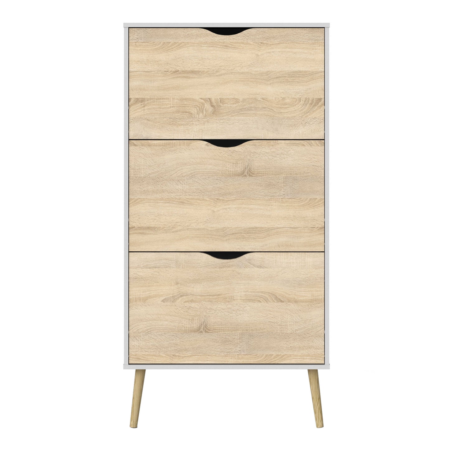 Sapporo White and Natural Oak Shoe Cabinet 3 Drawers