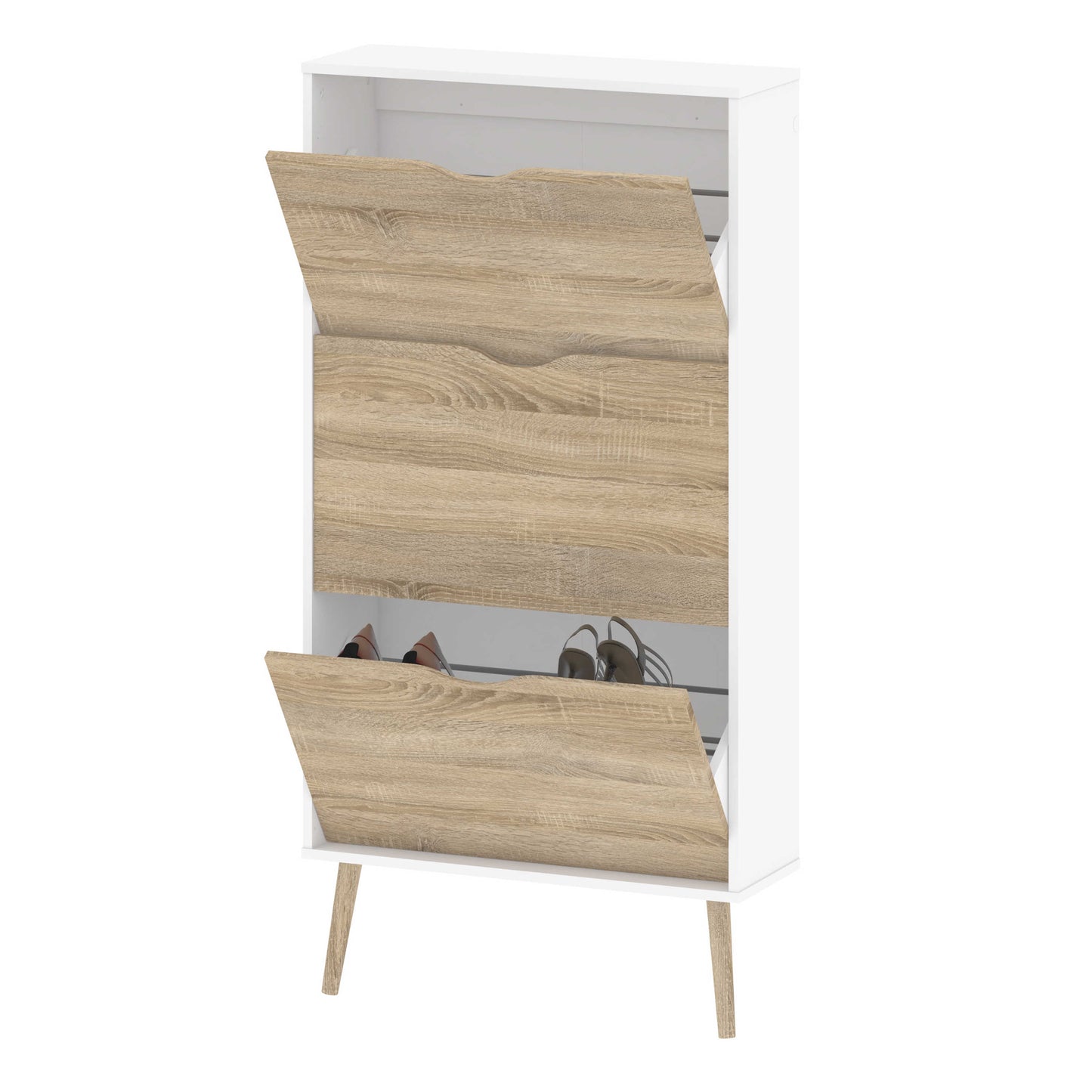 Sapporo White and Natural Oak Shoe Cabinet 3 Drawers