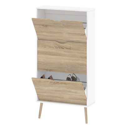 Sapporo White and Natural Oak Shoe Cabinet 3 Drawers
