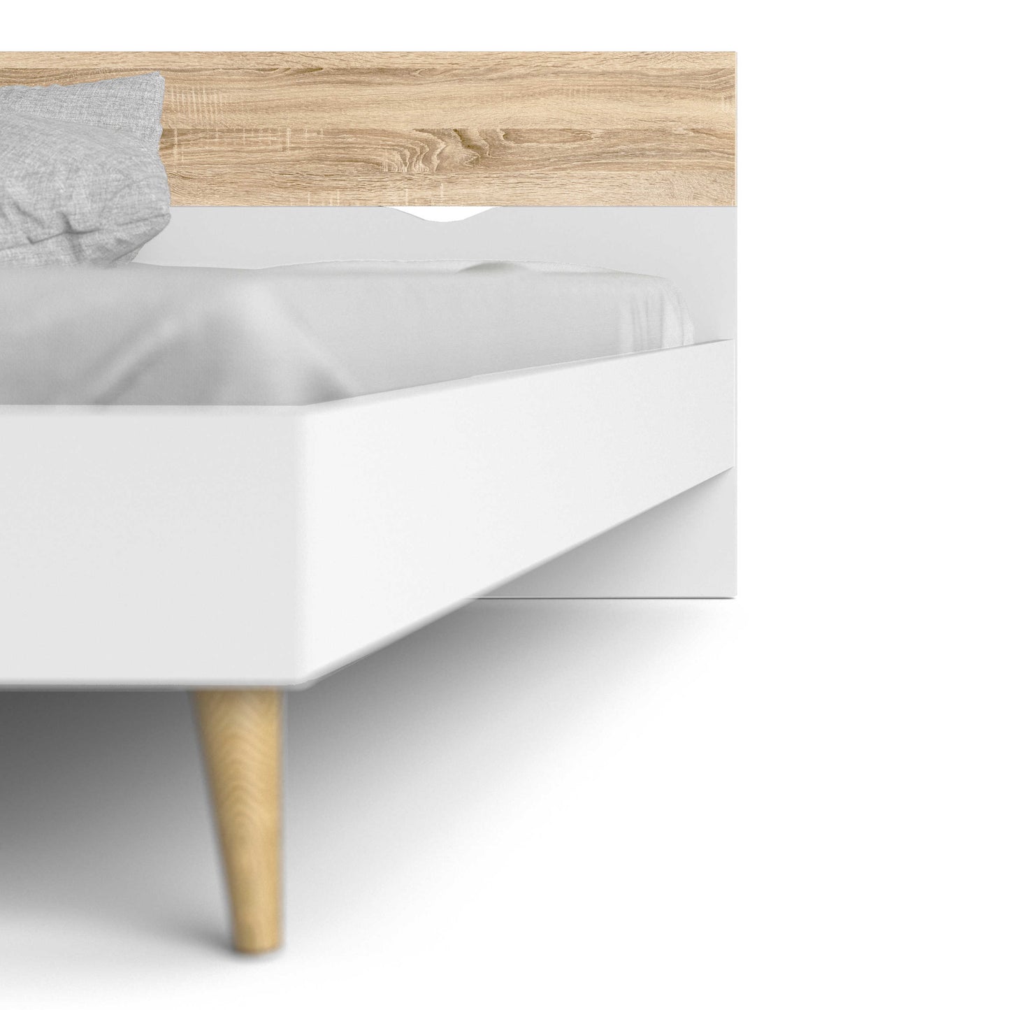 Sapporo 4ft6 Double Bed Frame White and Natural Oak Wood Effect