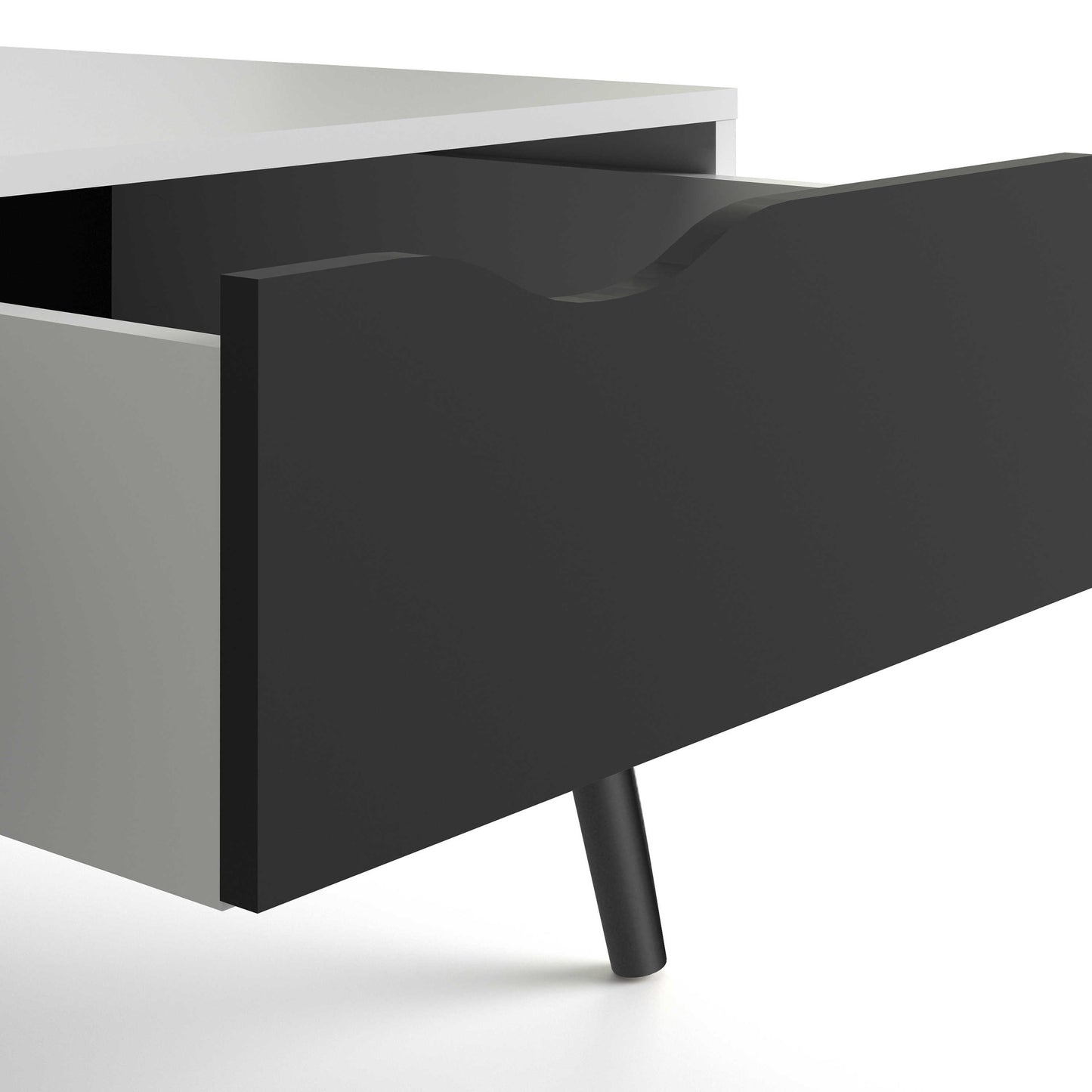 Sapporo White and Matt Black Coffee Table 1 Drawer 1 Shelf