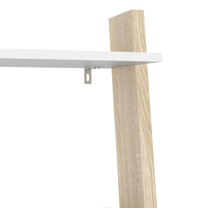Sapporo White and Natural Oak Leaning Bookcase 1 Drawer 4 Shelves