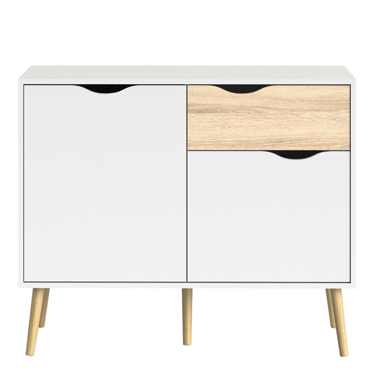 Sapporo White and Natural Oak Small Sideboard 1 Drawer 2 Doors