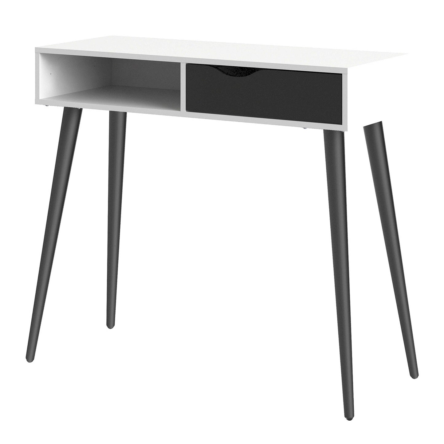 Sapporo White and Matt Black Console Table 1 Drawer 1 Shelf