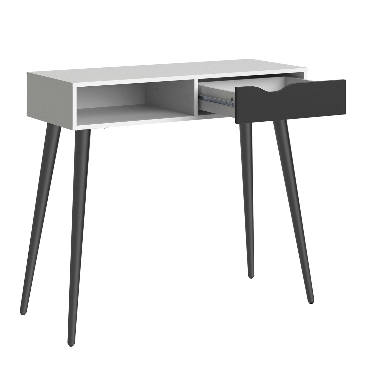 Sapporo White and Matt Black Console Table 1 Drawer 1 Shelf