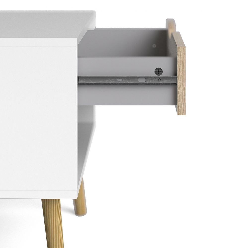 Sapporo White and Natural Oak Bedside 1 Drawer