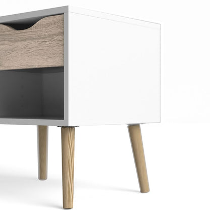 Sapporo White and Natural Oak Bedside 1 Drawer