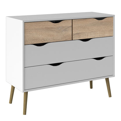 Sapporo White and Natural Oak Chest 4 Drawers