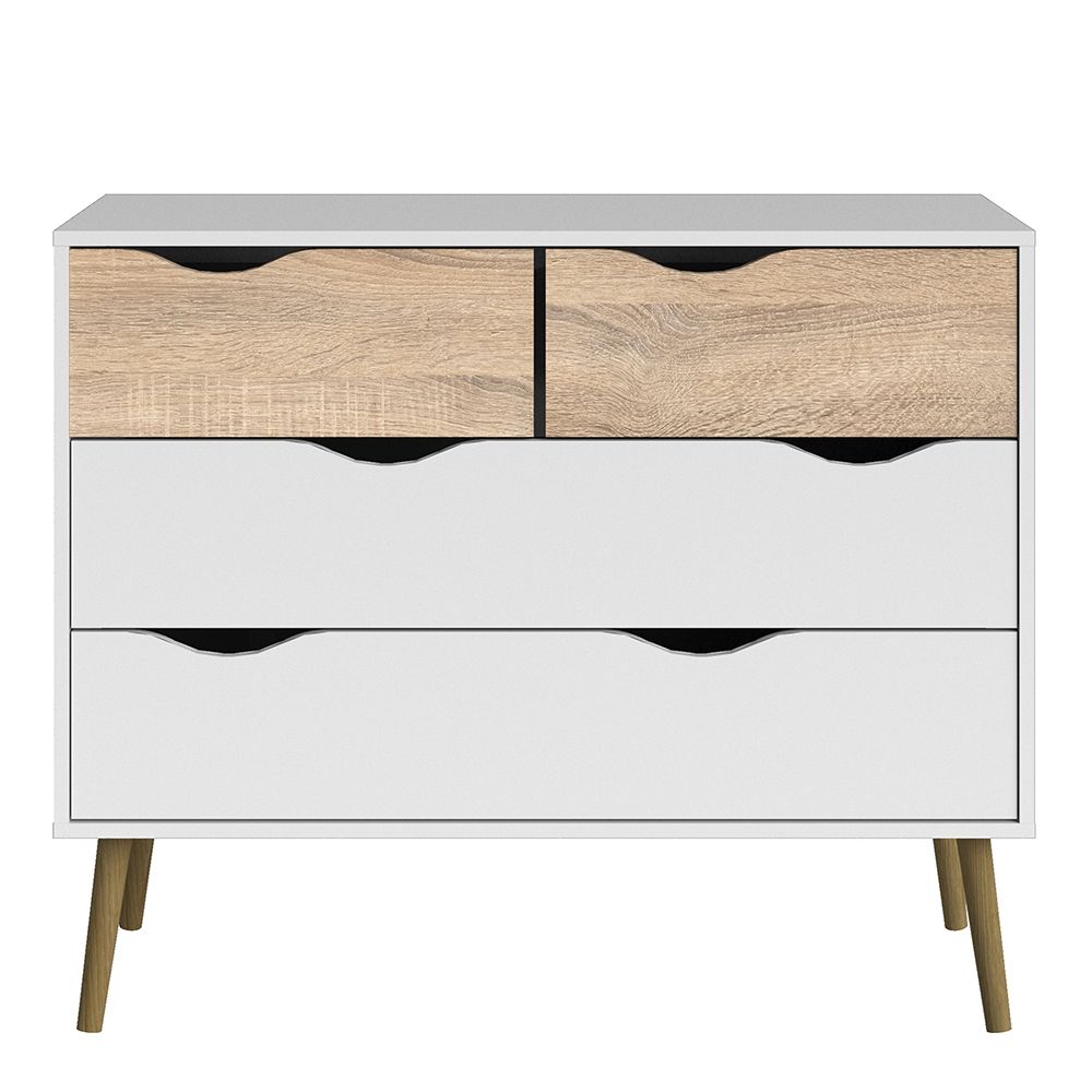 Sapporo White and Natural Oak Chest 4 Drawers