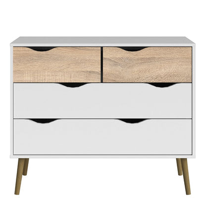 Sapporo White and Natural Oak Chest 4 Drawers