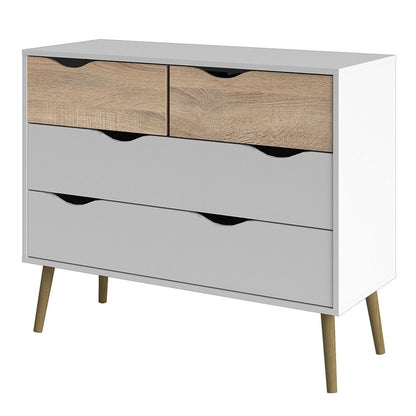 Sapporo White and Natural Oak Chest 4 Drawers