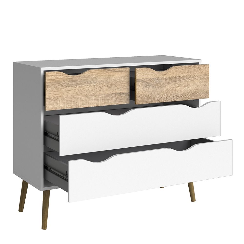 Sapporo White and Natural Oak Chest 4 Drawers