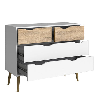 Sapporo White and Natural Oak Chest 4 Drawers