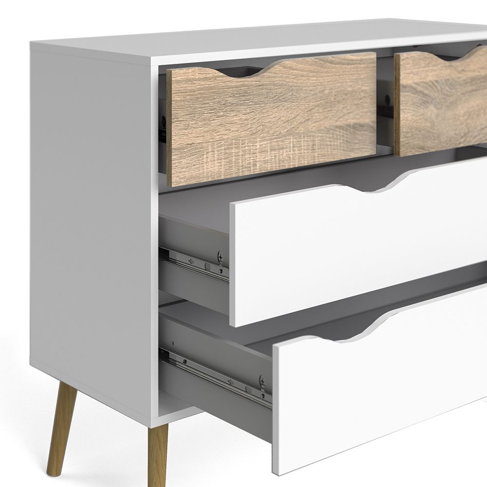Sapporo White and Natural Oak Chest 4 Drawers