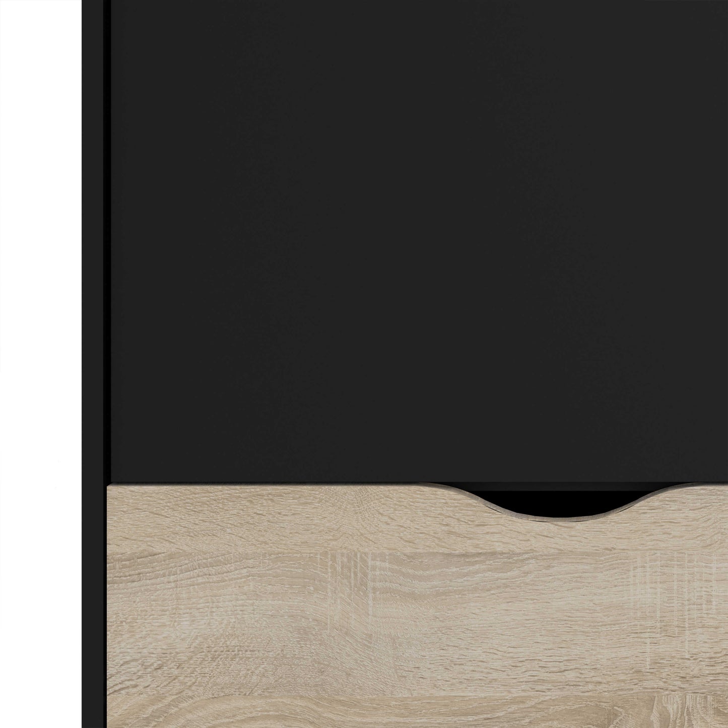 Sapporo Black and Natural Oak Wardrobe 2 Doors 2 Drawers