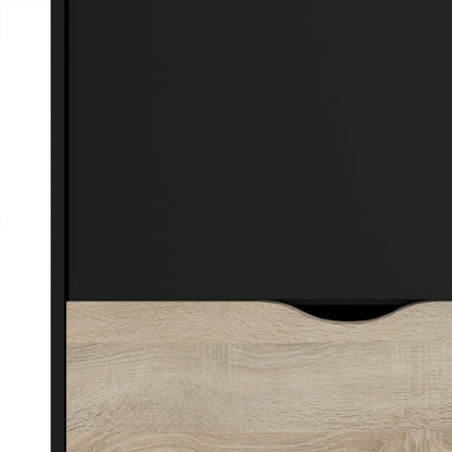 Sapporo Black and Natural Oak Wardrobe 2 Doors 2 Drawers