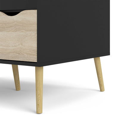 Sapporo Black and Natural Oak Wardrobe 2 Doors 2 Drawers