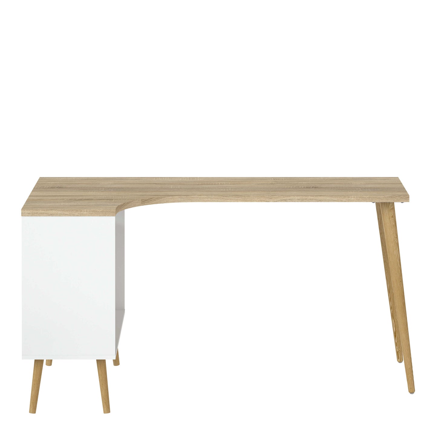 Sapporo White and Natural Oak Desk 2 Drawer and Shelves