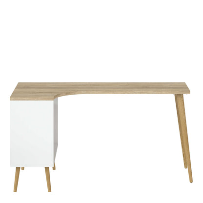 Sapporo White and Natural Oak Desk 2 Drawer and Shelves