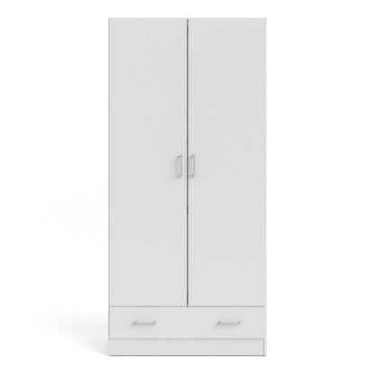 Berlin White Slim 2 Door Bedroom Wardrobe 1 Drawer
