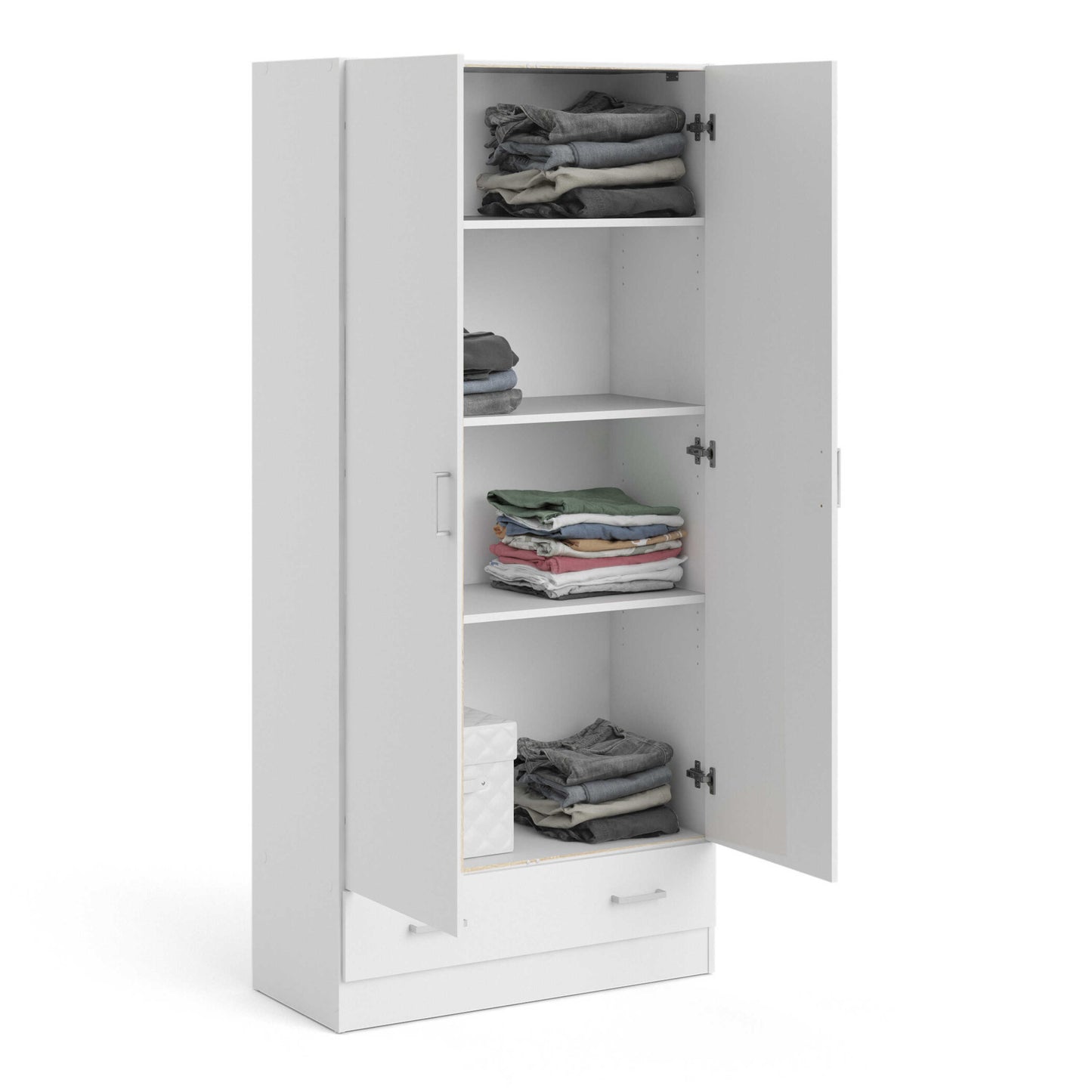 Berlin White Slim 2 Door Bedroom Wardrobe 1 Drawer