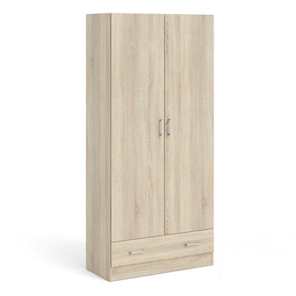 Berlin Natural Slim 2 Door Bedroom Wardrobe 1 Drawer