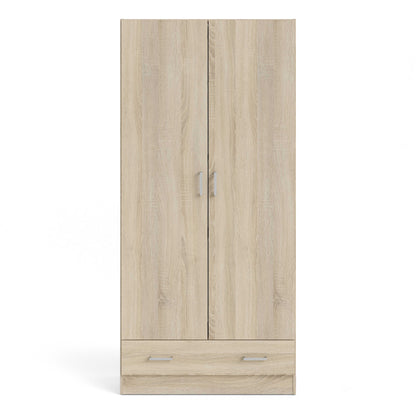 Berlin Natural Slim 2 Door Bedroom Wardrobe 1 Drawer