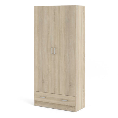 Berlin Natural Slim 2 Door Bedroom Wardrobe 1 Drawer